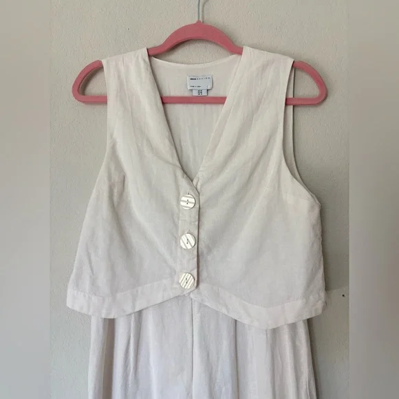 ASOS Cream Linen Like Vest Jumpsuit Wide Leg Button Front Minimalist Size 6 - Picture 2 of 10